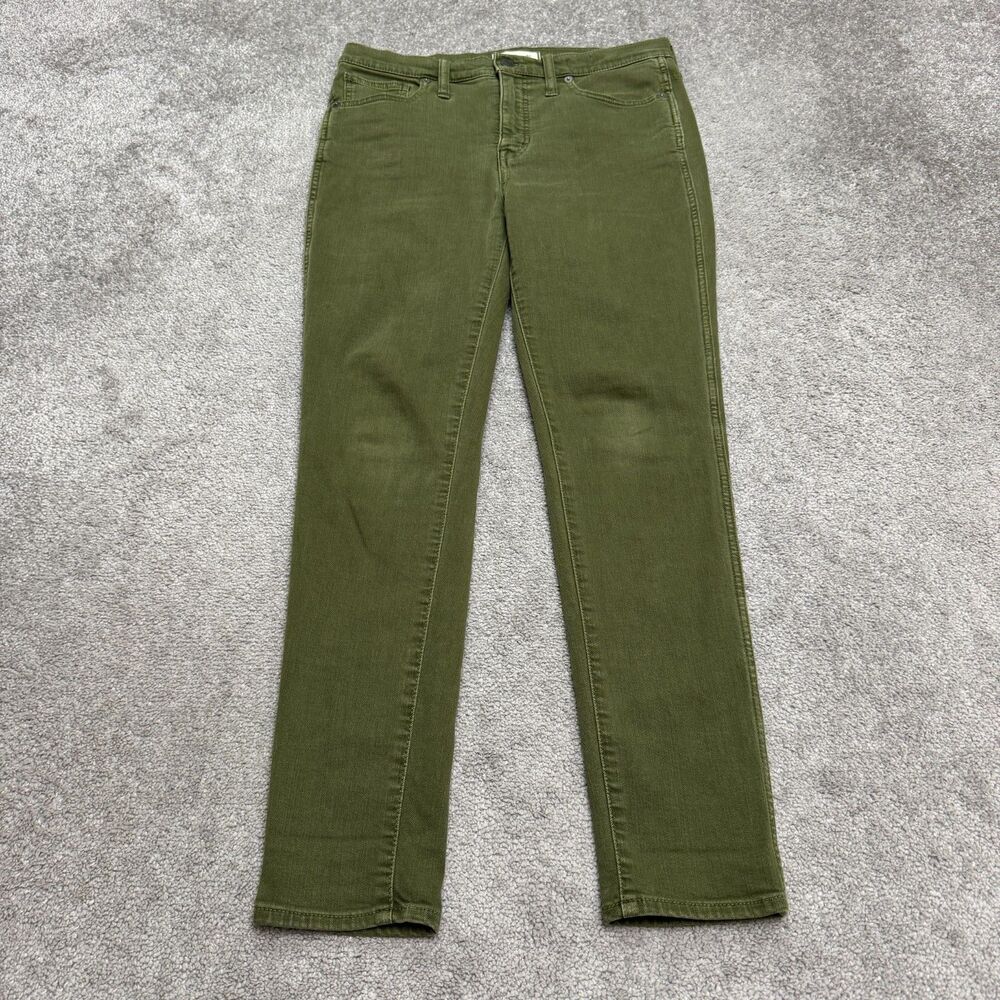 Madewell 10" High Rise Skinny Denim Jeans Womens 29 Olive Green Stretch Casual
